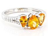 Orange Spessartite Rhodium Over Sterling Silver 3-Stone Ring 1.76ctw