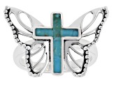 Blue Composite Turquoise Sterling Silver Cross Butterfly Ring