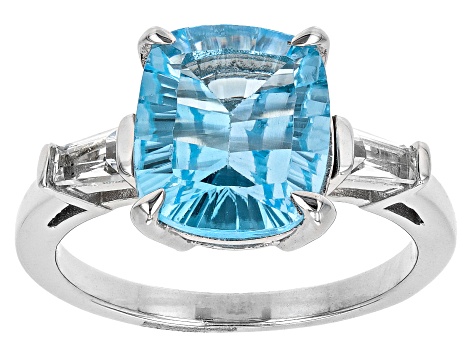 Sky Blue Topaz Rhodium Over Sterling Silver Ring 5.41ctw