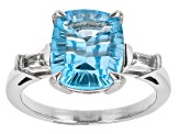 Sky Blue Topaz Rhodium Over Sterling Silver Ring 5.41ctw