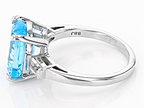 Sky Blue Topaz Rhodium Over Sterling Silver Ring 5.41ctw