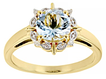 Picture of Blue Aquamarine 18k Yellow Gold Over Sterling Silver Ring 0.92ctw