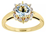 Blue Aquamarine 18k Yellow Gold Over Sterling Silver Ring 0.92ctw