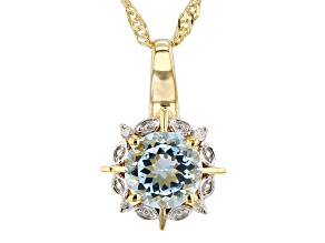 Blue Aquamarine 18k Yellow Gold Over Sterling Silver Pendant With Chain 0.92ctw