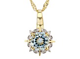 Blue Aquamarine 18k Yellow Gold Over Sterling Silver Pendant With Chain 0.92ctw