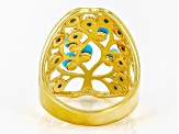 Blue Sleeping Beauty Turquoise 18k Yellow Gold Over Sterling Silver Ring