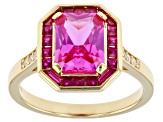 Pink Lab Created Sapphire 18k Yellow Gold Over Sterling Silver Ring 2.80ctw