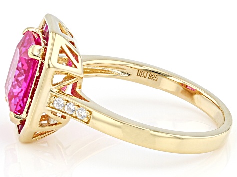 Pink Lab Created Sapphire 18k Yellow Gold Over Sterling Silver Ring 2.80ctw