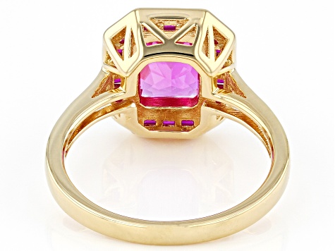 Pink Lab Created Sapphire 18k Yellow Gold Over Sterling Silver Ring 2.80ctw
