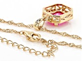 Pink Lab Created Sapphire 18k Yellow Gold Over Sterling Silver Pendant With Chain 2.89ctw