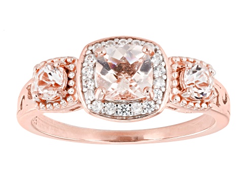 Peach Morganite 14K Rose Gold Over Sterling Silver Ring 0.99ctw