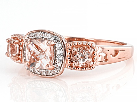 Peach Morganite 14K Rose Gold Over Sterling Silver Ring 0.99ctw