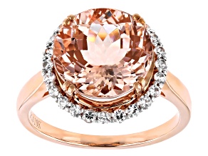 Cor-De-Rosa Morganite ™ 4.50ct Round With .42ctw Round White Sapphire 10k Rose Gold Ring