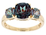 Blue Lab Created Alexandrite 10k Yellow Gold Ring 3.74ctw