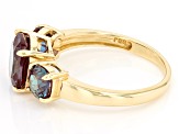 Blue Lab Created Alexandrite 10k Yellow Gold Ring 3.74ctw