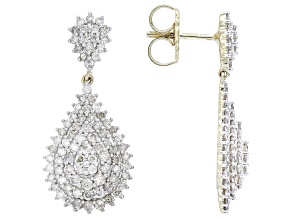 Diamond 10k Yellow Gold Dangle Earrings 1.50ctw