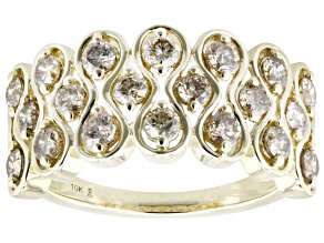 Champagne Diamond 10k Yellow Gold Cluster Ring 1.00ctw