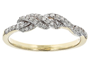 White Diamond 10k Yellow Gold Crossover Band Ring 0.20ctw