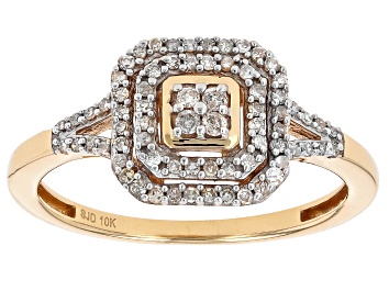 Picture of White Diamond 10k Yellow Gold Halo Ring 0.25ctw