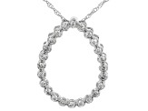 White Diamond 10k White Gold Teardrop Slide Pendant With 18" Rope Chain 0.50ctw