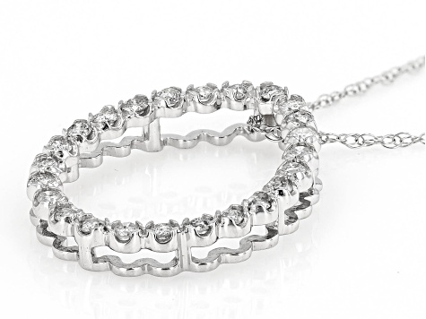 White Diamond 10k White Gold Teardrop Slide Pendant With 18" Rope Chain 0.50ctw