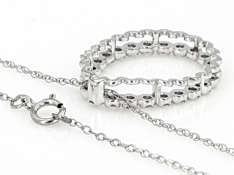 White Diamond 10k White Gold Teardrop Slide Pendant With 18" Rope Chain 0.50ctw