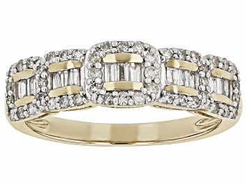 White Diamond 14k Yellow Gold Bypass Ring 0.50ctw