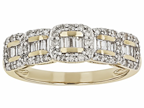 White Diamond 10k Yellow Gold Band Ring 0.50ctw