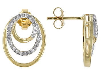 Picture of White Diamond 10k Yellow Gold Drop Earrings 0.20ctw