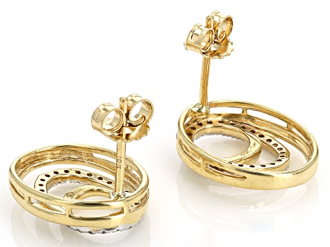 White Diamond 10k Yellow Gold Drop Earrings 0.20ctw