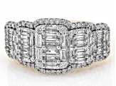 White Diamond 10k Yellow Gold Cluster Ring 1.10ctw