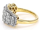 White Diamond 10k Yellow Gold Cluster Ring 1.10ctw