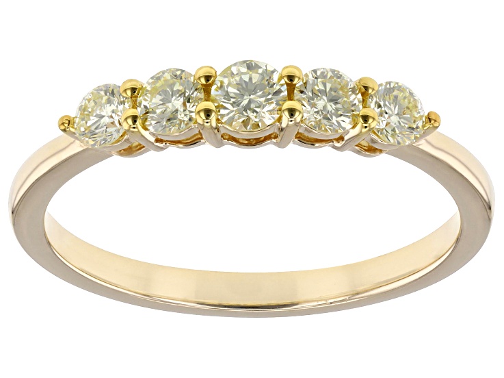 Natural Yellow Diamond 10k Yellow Gold 5-Stone Band Ring 0.40ctw - DGA046 |  JTV