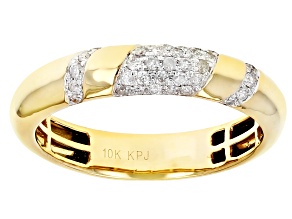 White Diamond 10k Yellow Gold Band Ring 0.20ctw