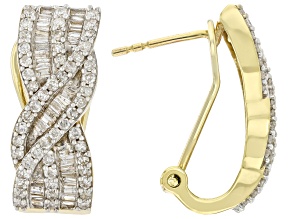 White Diamond 10k Yellow Gold Earrings 1.30ctw