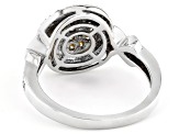 Natural Yellow And White Diamond 10k White Gold Cluster Ring 0.45ctw