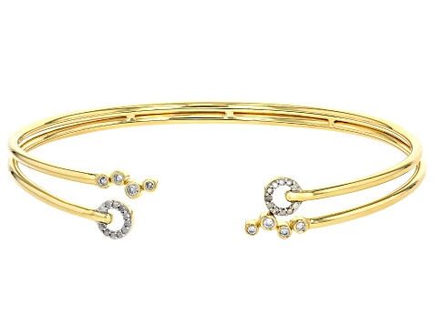 White Diamond 10k Yellow Gold Cuff Bracelet 0.25ctw