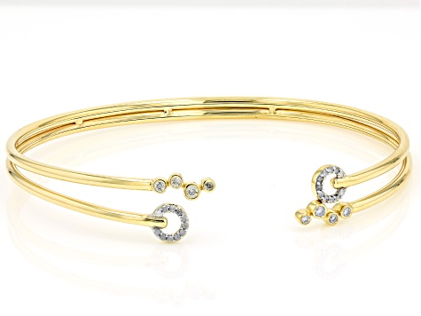 White Diamond 10k Yellow Gold Cuff Bracelet 0.25ctw