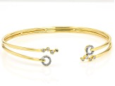 White Diamond 10k Yellow Gold Cuff Bracelet 0.25ctw