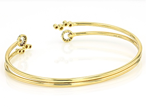 White Diamond 10k Yellow Gold Cuff Bracelet 0.25ctw