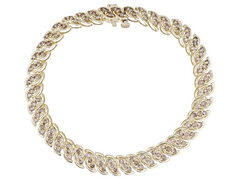 Champagne Diamond 10k Yellow Gold Tennis Bracelet 4.00ctw