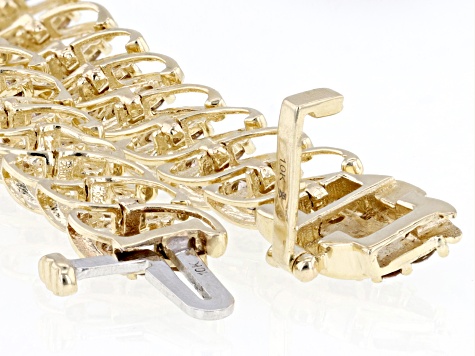 Champagne Diamond 10k Yellow Gold Tennis Bracelet 4.00ctw