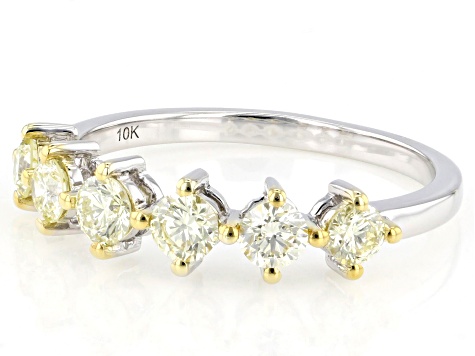 Natural Yellow Diamond 10k White Gold Band Ring 0.75ctw