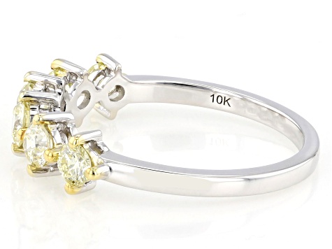 Natural Yellow Diamond 10k White Gold Band Ring 0.75ctw