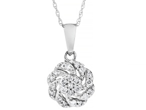 White Diamond 10k White Gold Cluster Dangle Pendant With 18" Rope Chain 0.30ctw