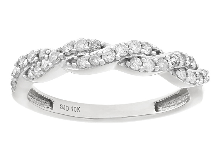 White Diamond 10k White Gold Band Ring 0.33ctw