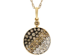 Shades Of Champagne Diamond And Candlelight Diamonds™ 10k Yellow Gold Cluster Pendant 0.75ctw