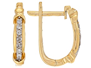 White Diamond 10k Yellow Gold Drop Earrings 0.20ctw
