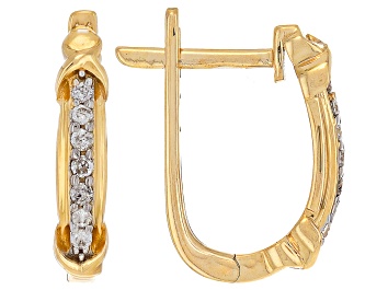 Picture of White Diamond 10k Yellow Gold Drop Earrings 0.20ctw