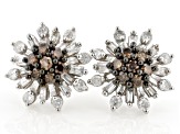 Champagne And White Diamond 10k White Gold Stud Earrings 1.00ctw